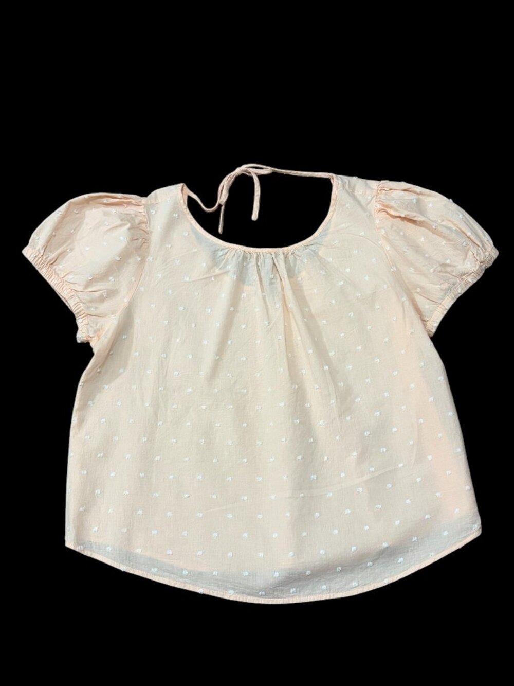 Falls Creek Peach Cotton Blend Swiss Dot Peasant Blouse Sz XL